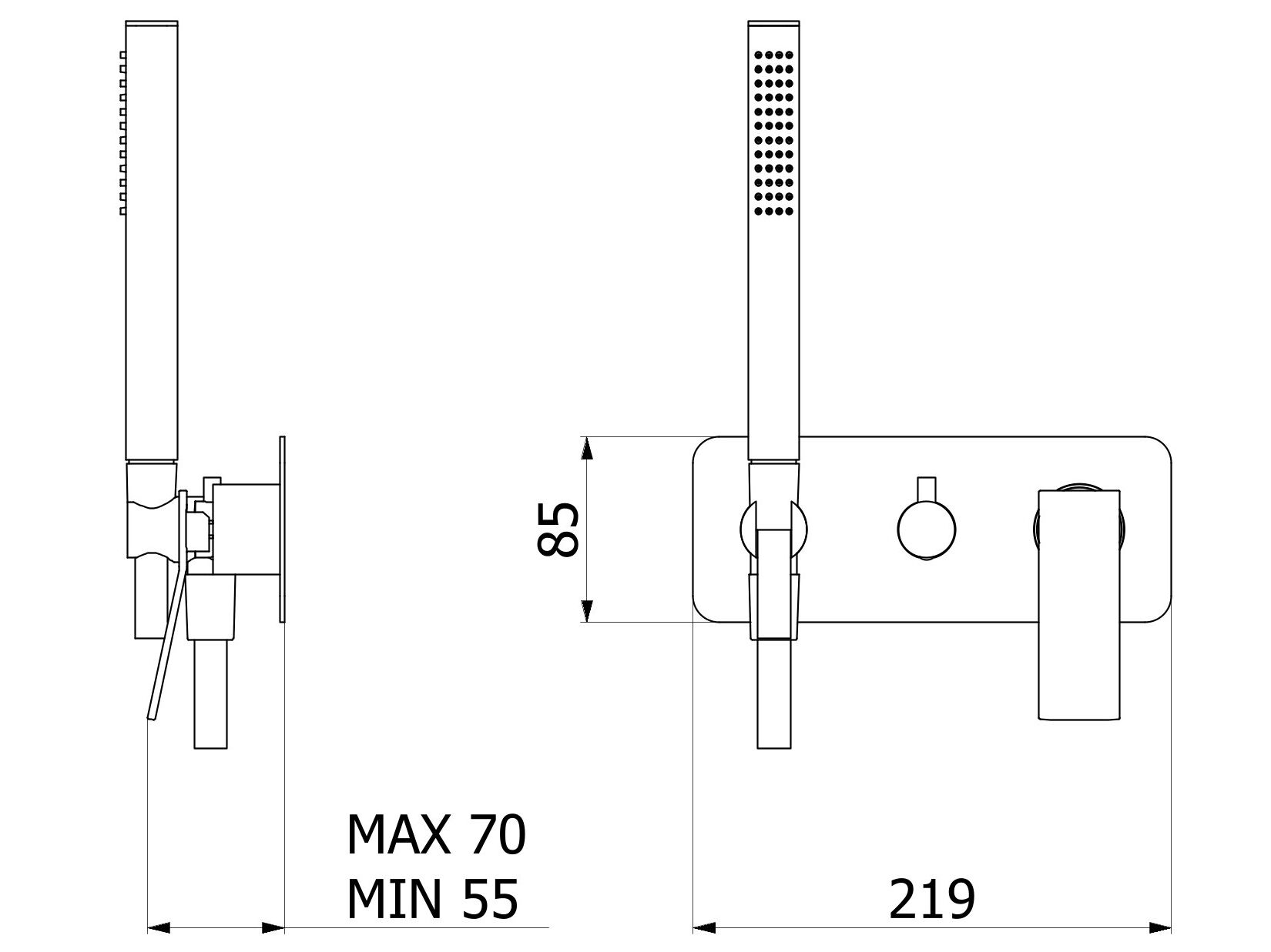 Смеситель для душа с 3 отверстиями и ручным душем IB Wave ARCH-00114959 - Вид №2