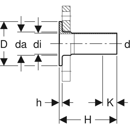 36146 Буртик с гладким концом Geberit Mapress из нержавеющей стали, для свободного фланца PN 10/16 Geberit  - Вид №2