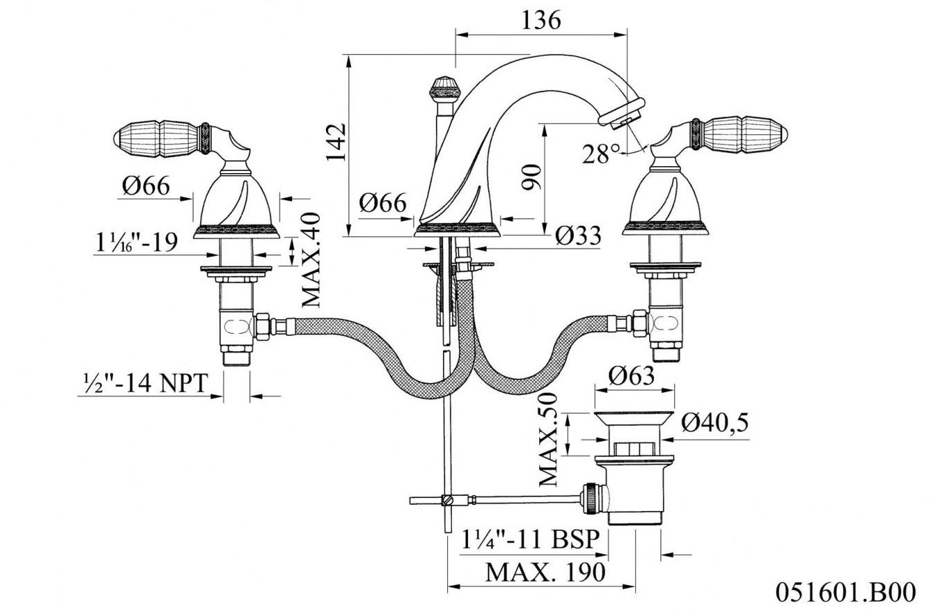 Bronces Mestre Смеситель для мойки на 3 отверстия с кристаллами swarovski® Oman sun-id-1443761 - Вид №1