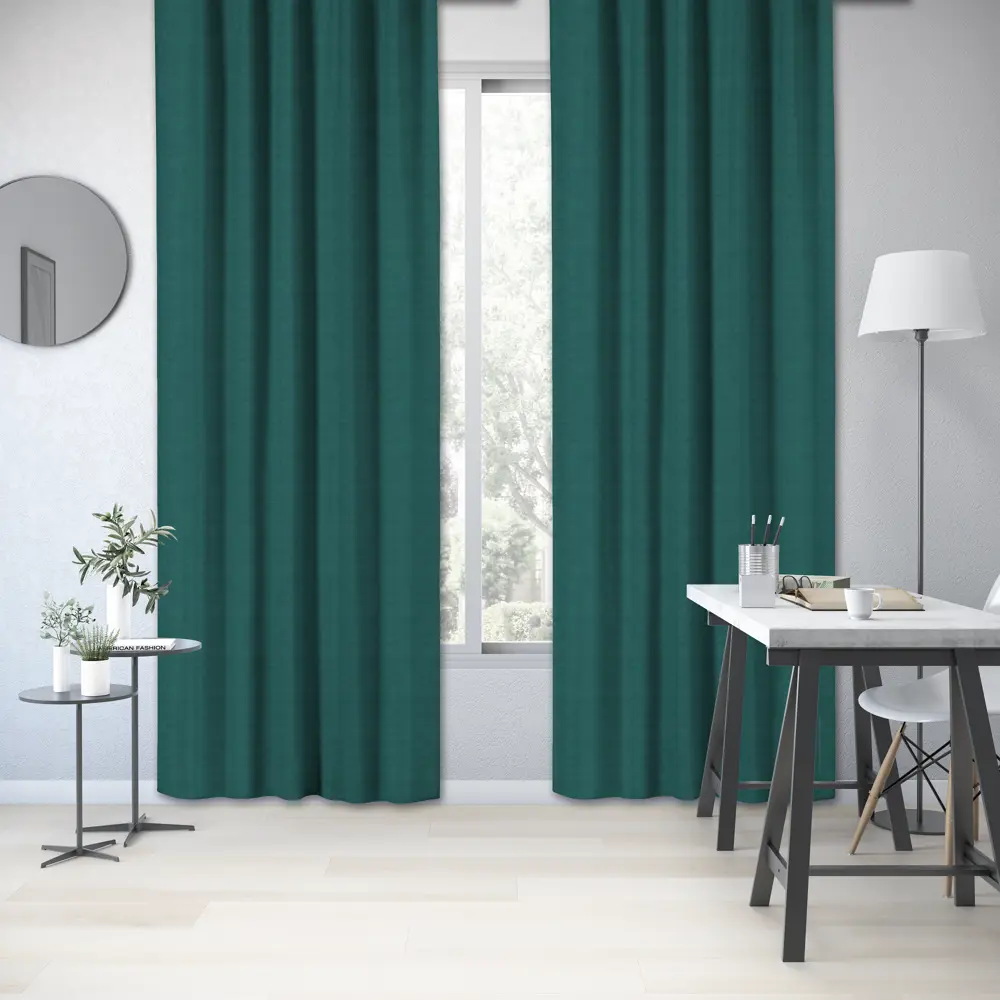 Штора на ленте Inspire Leysa 160x280 см цвет бирюзовый 89343252 STLM-2019239 