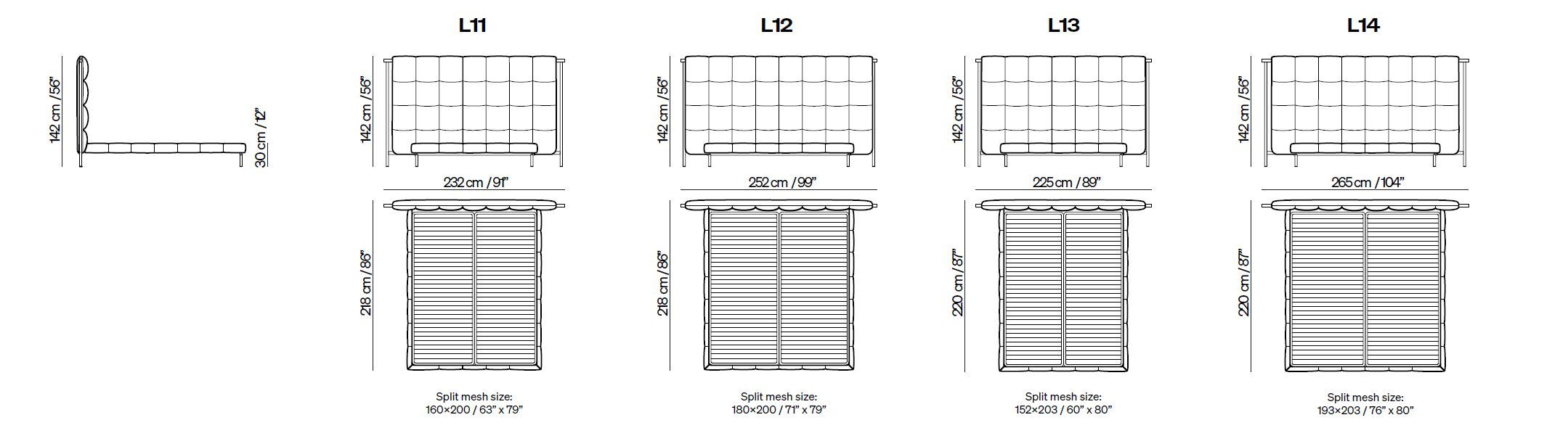 Двуспальная кровать из ткани с высоким изголовьем Natuzzi Italia Poly ARCH-00127591 - Вид №4