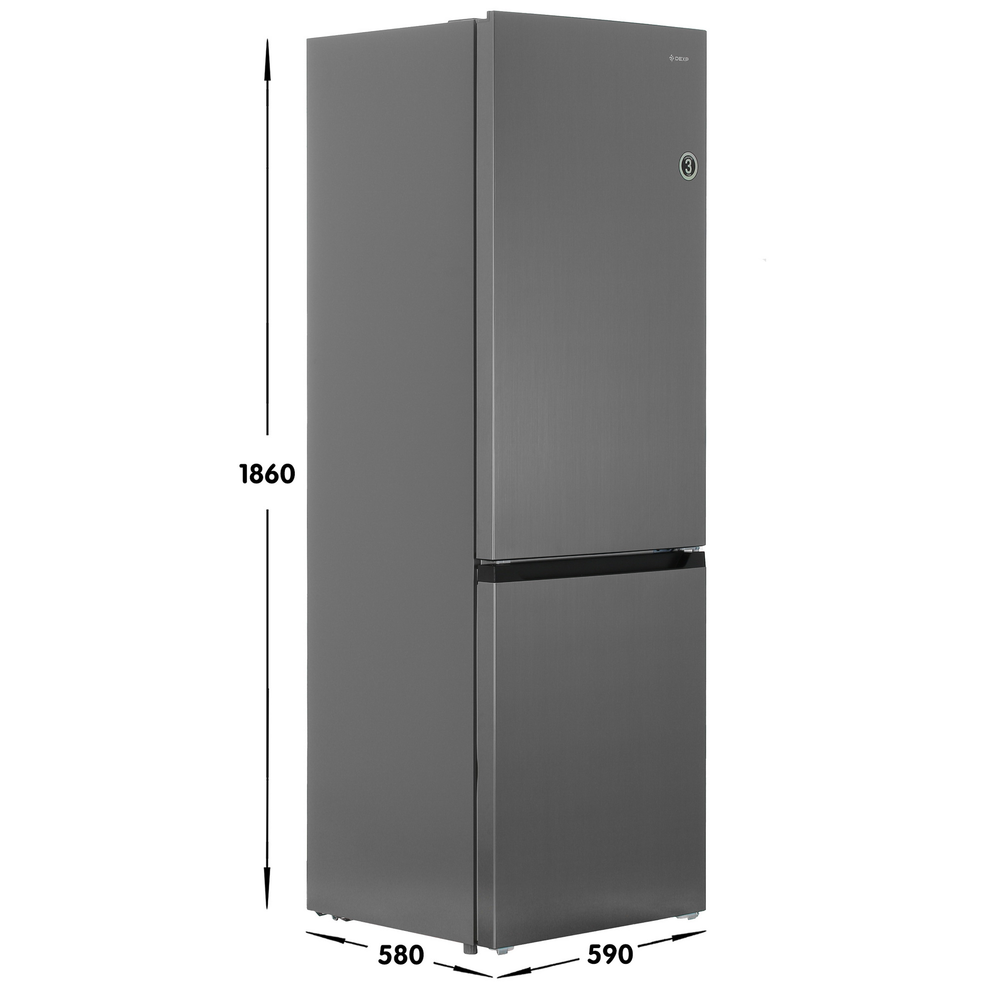 9089397 Холодильник с морозильником   DEXP B2-32AHA серебристый STDN-0035280 - Вид №6
