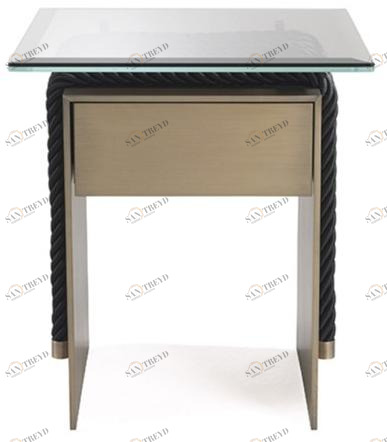 Gianfranco Ferré Home Прямоугольная тумбочка из латуни и стекла с ящиками Glasgow sun-id-1434087