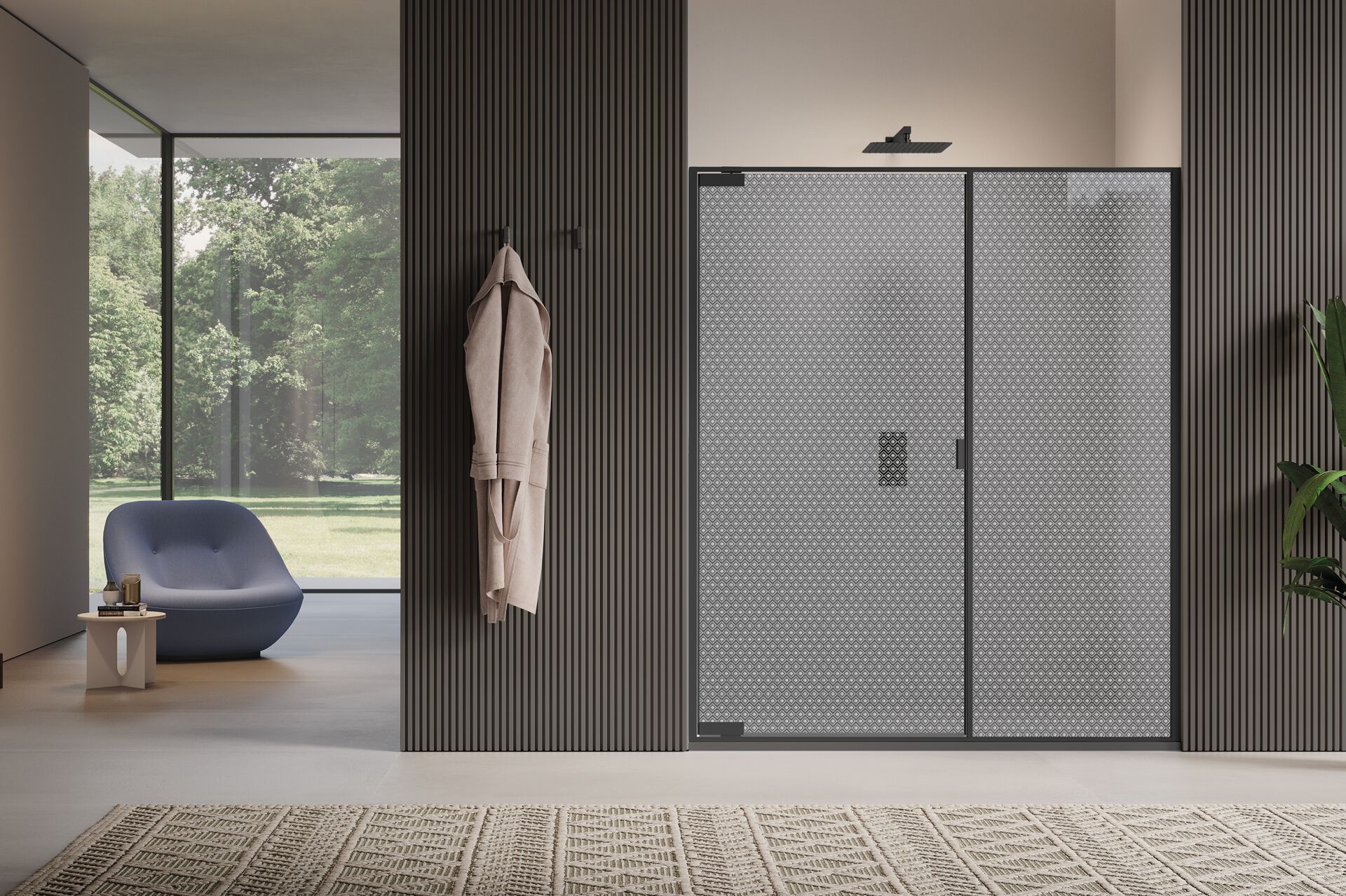 Поворотная поворотная дверь с фиксированной стеной в линии только для ниши Samo PYXIS ARCH-00112847 - Вид №11