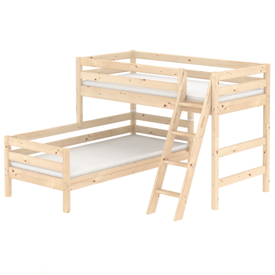 Кровать Flexa Classic двуспальная модульная с наклонной лестницей, лакированная, 200 см 9010314101 - Вид №1