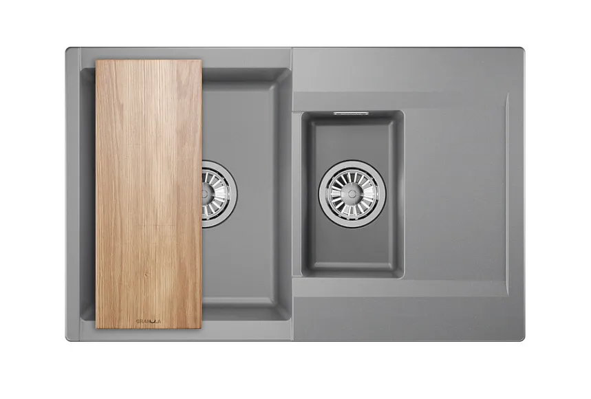 ES-7808, АЛЮМИНИУМ, кухонная мойка, кварц, ESTETICA GRANULA 7808-ST281 - Вид №3