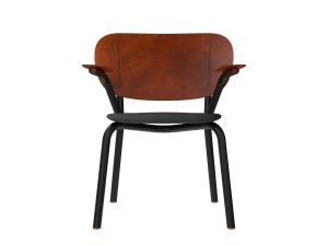 Деревянный и кожаный стул с подлокотниками