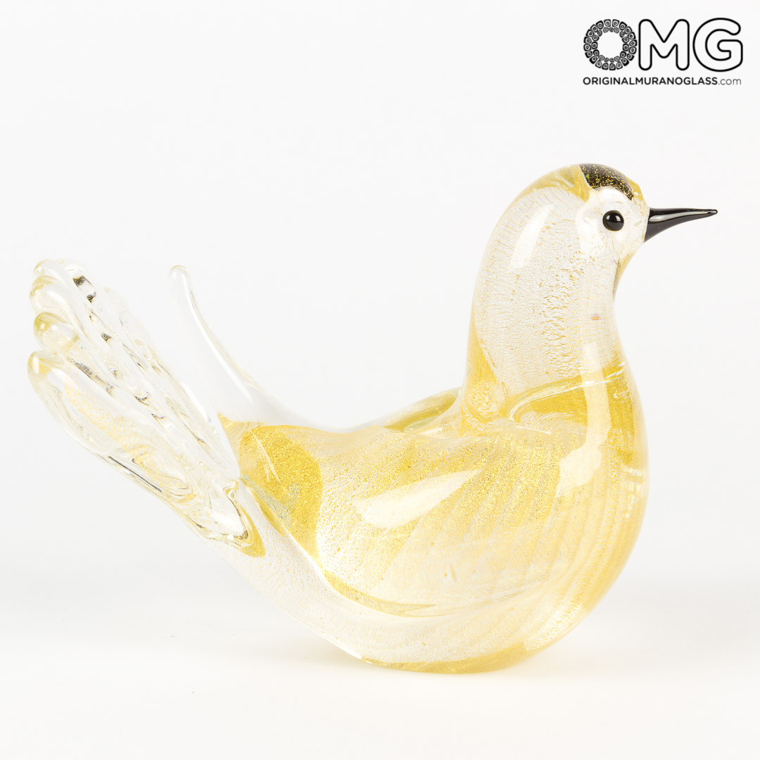 2916 ORIGINALMURANOGLASS Фигурка Горлица - золото 24 кт - муранское стекло OMG 10 см  - Вид №1