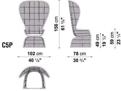 B&B Italia Outdoor Садовое кресло с плетением из полиэтилена или абаки Crinoline sun-id-1369462 - Вид №7