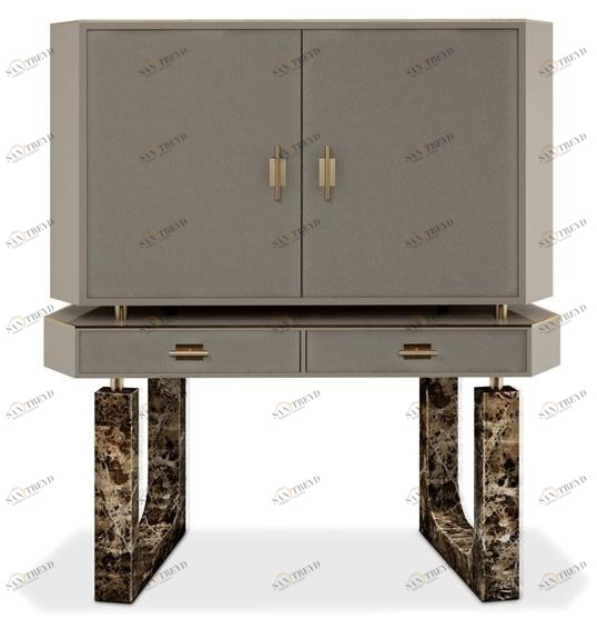 Porustudio Барный шкаф с дверцами и ящиками, обтянутыми кожей Lincoln sun-id-1445971