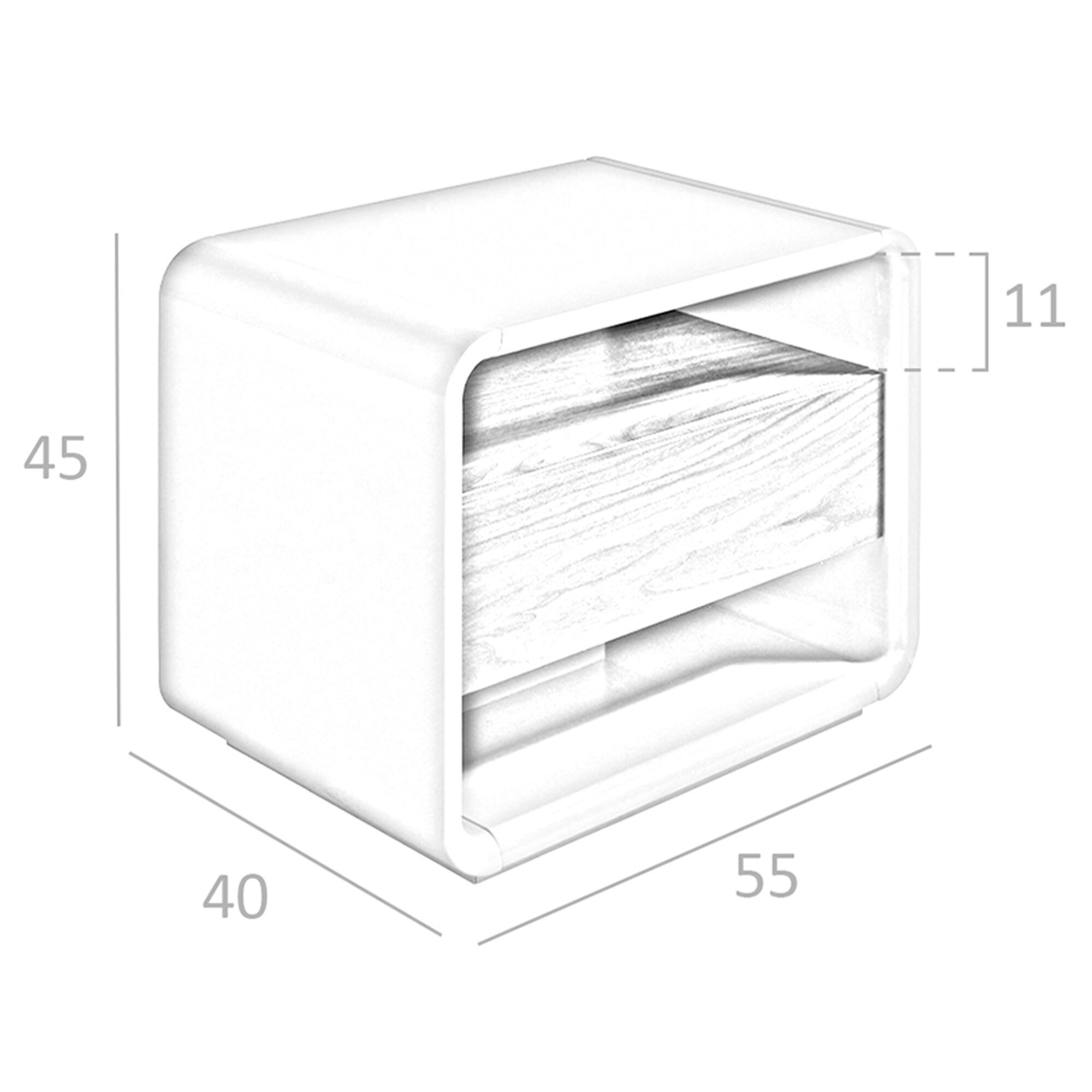 Прямоугольная прикроватная тумбочка из МДФ с ящиками Angel Cerda Nature Life ARCH-00092995 - Вид №6
