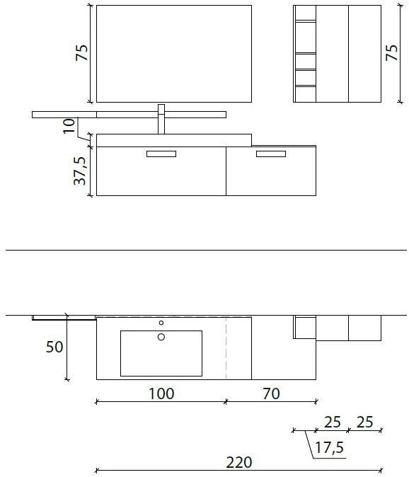 Archeda Подвесная тумба под умывальник с ящиками Essenze sun-id-1500037 - Вид №5