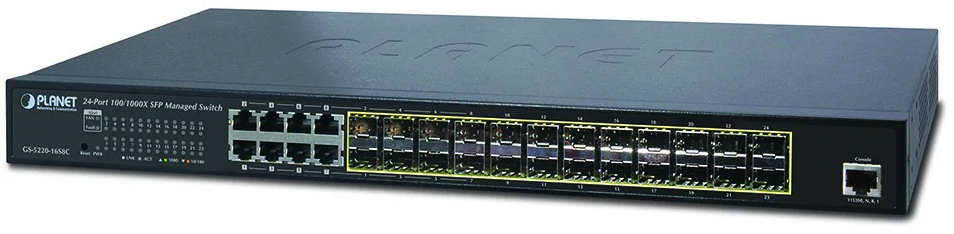 GS-5220-16S8C Planet l2+/l4 24-port 100/1000x sfp with 8 shared tp managed switches, with hardware layer3 ipv4/ipv6 static routing PLANET Technology Corporation Santreyd 