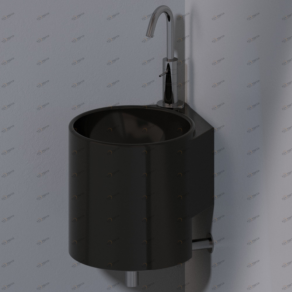 L315T0R1V1.104 Подвесная раковина настенная круглая A. e T. Italia IDEA черная AeT ITALIA