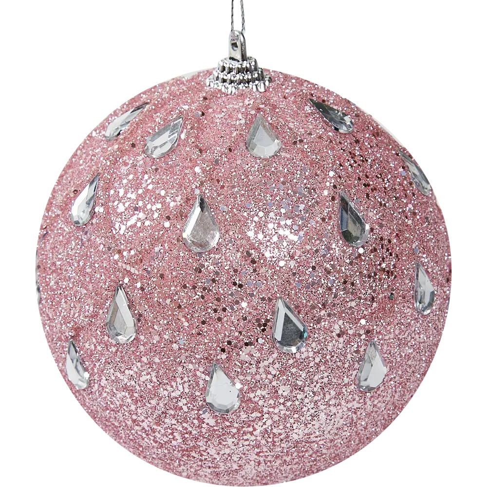 87036333 Елочное украшение Шар с бисером Christmas ø7.8 см цвет розовый STLM-1516426 Santreyd 