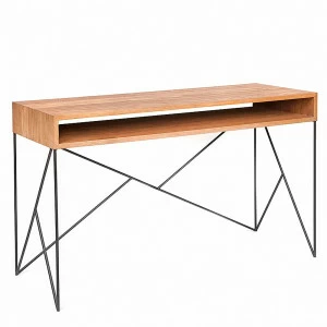 Консоль деревянная, светлый дуб с полкой и металлическими ножками Prince line black INTELLIGENT DESIGN  260996 Бежевый;черный