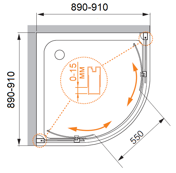 Душевой уголок CEZARES FAMILY-D-R-2-90-C-Cr - Вид №3