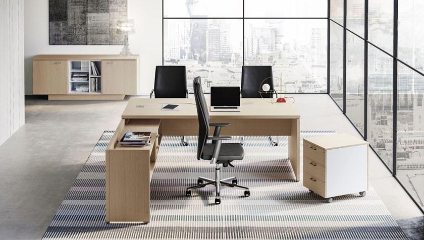 Las Mobili Офисный угловой стол в современном стиле со встроенной полкой Delta evo sun-id-1403928 - Вид №3