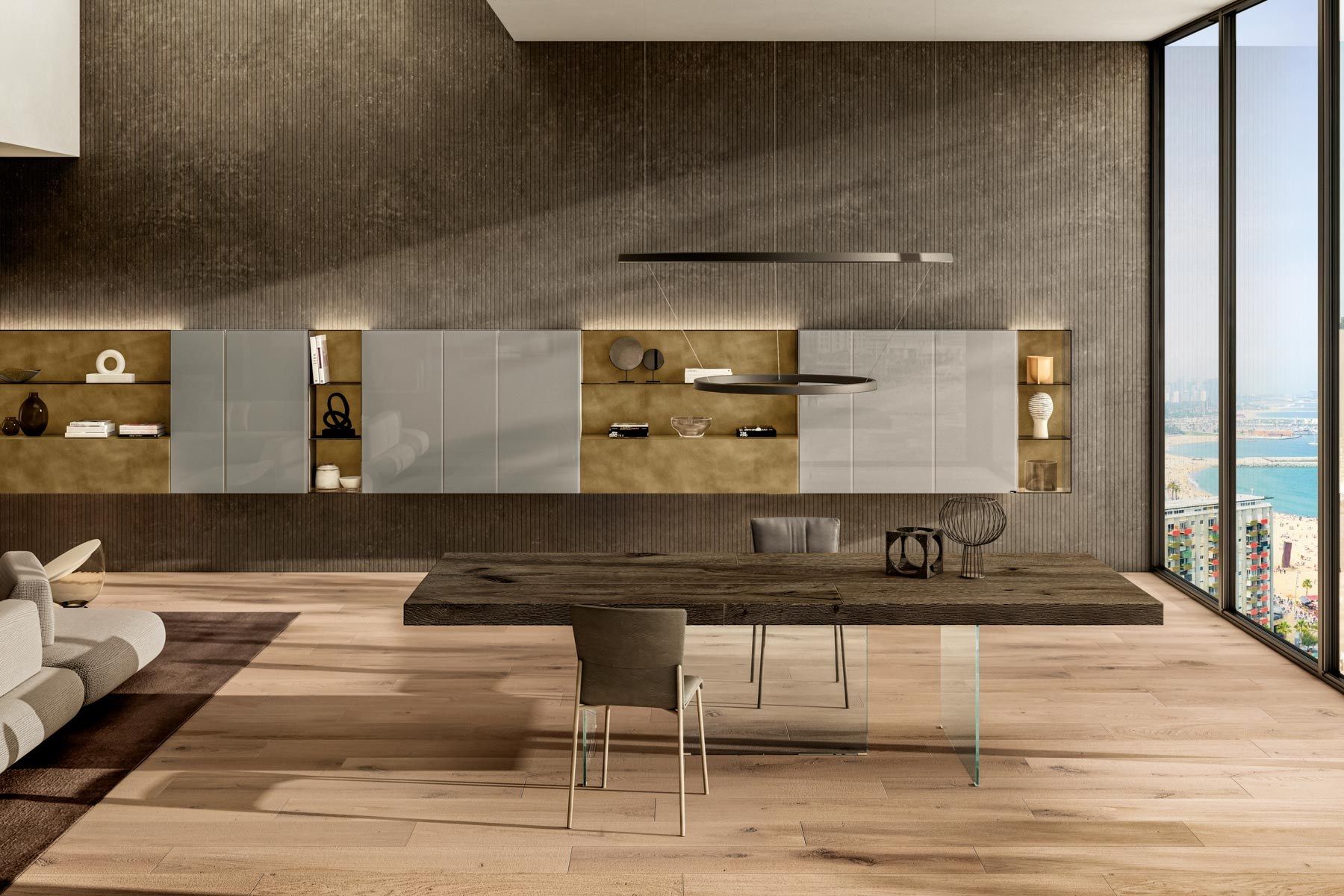 Прямоугольный стол из дерева и стекла Lago Air ARCH-00100183 - Вид №5