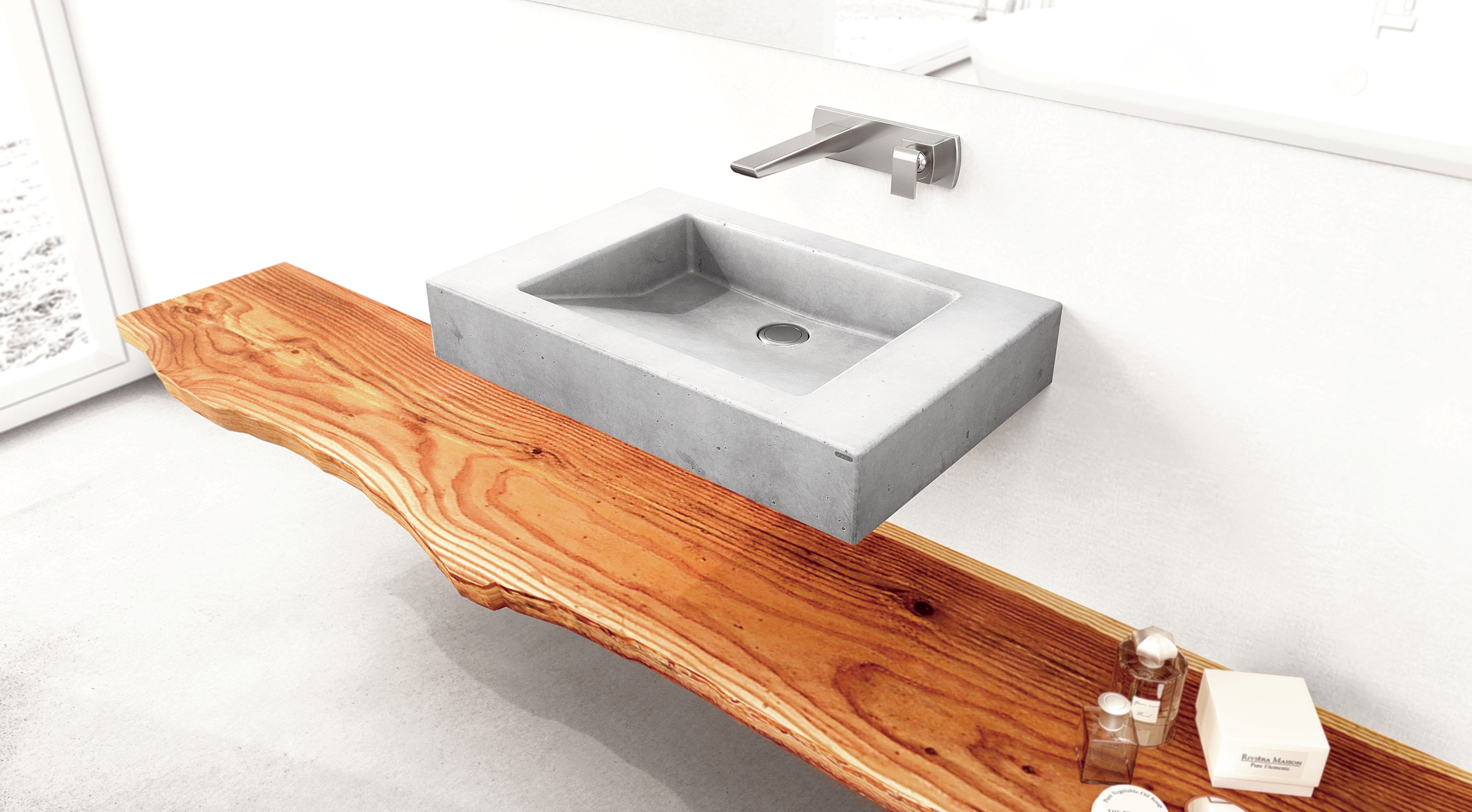 Бетонный одиночный подвесной умывальник Gravelli SLANT 07 SINGLE ARCH-00081644 - Вид №3