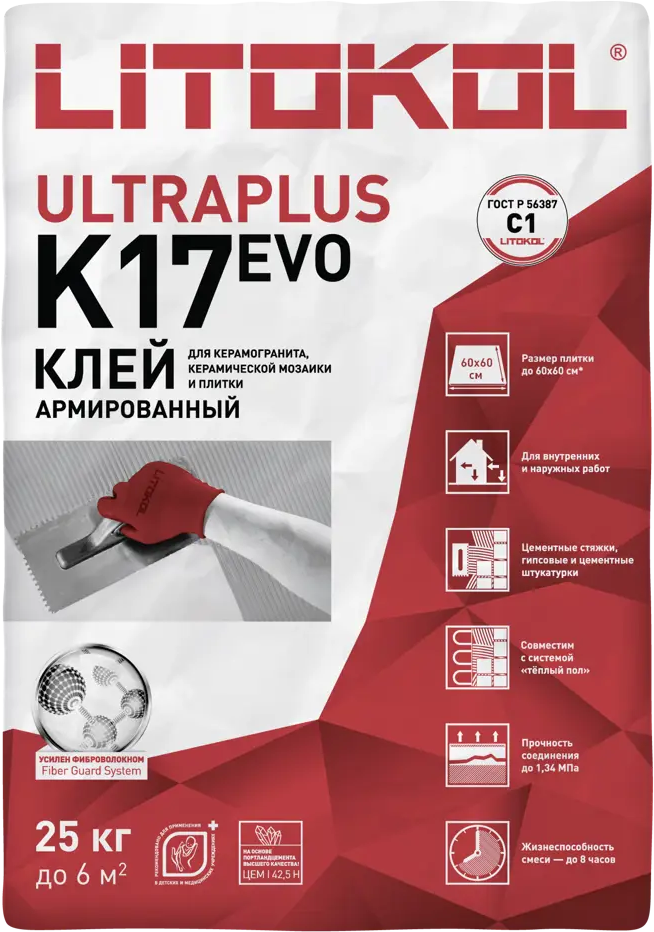 Litokol K17 — профессиональный плиточный клей для внутренней и наружной укладки 10274240