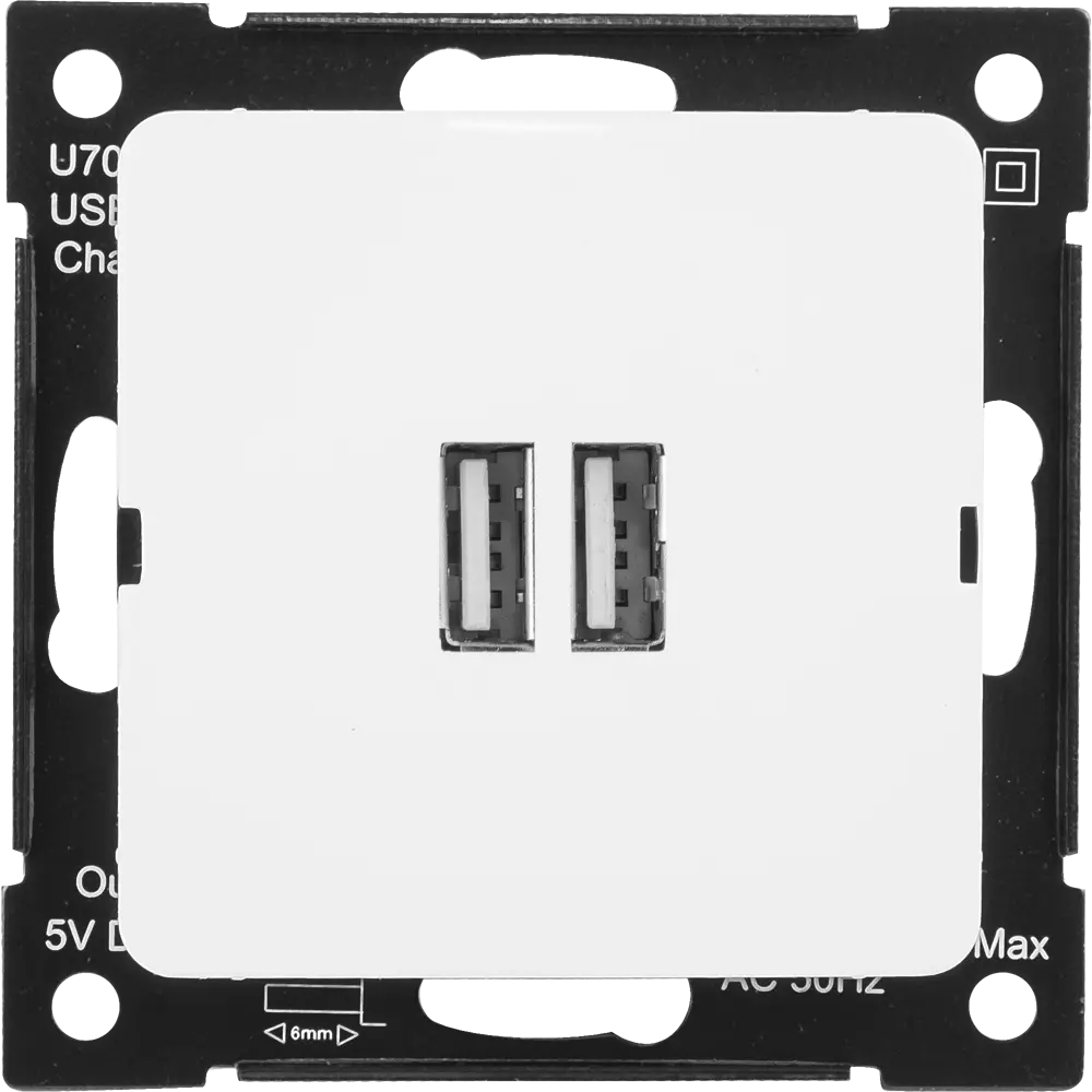 Розетка Hegel USB встраиваемая 3.4 А цвет белый 84399408 STLM-2094151 