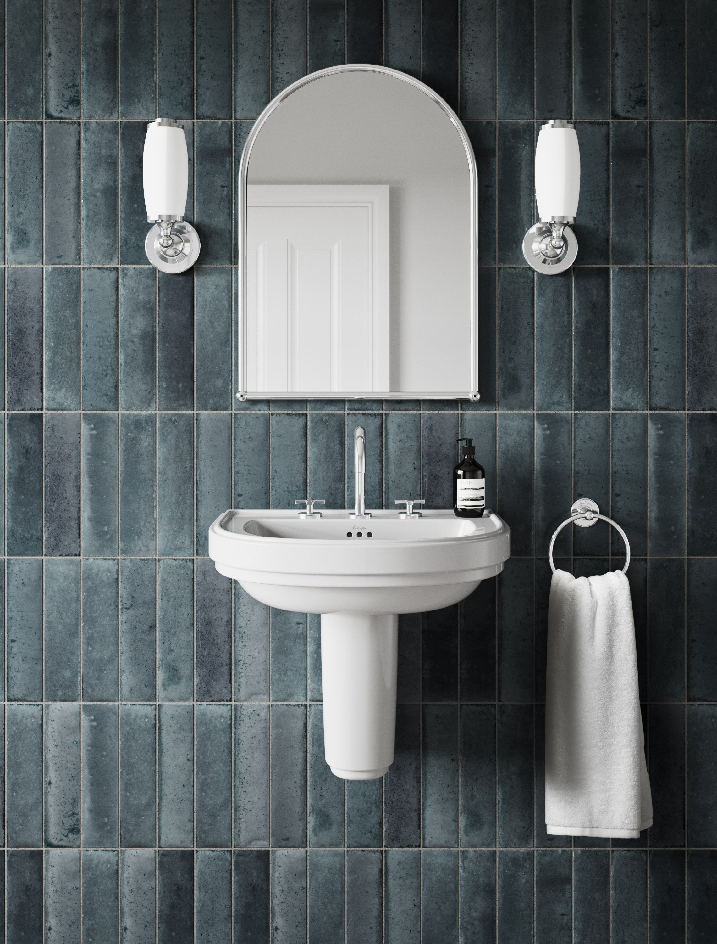 Одинарный умывальник на полуколонне Burlington RIVIERA ARCH-00135789 - Вид №2