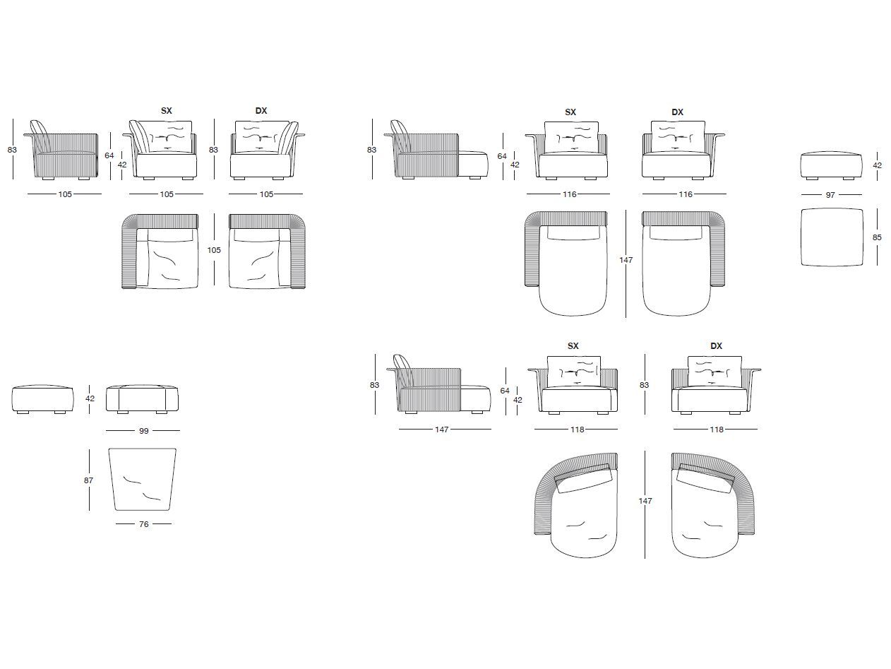 4-местный тканевый модульный изогнутый садовый диван Longhi курорт ARCH-00095504 - Вид №7