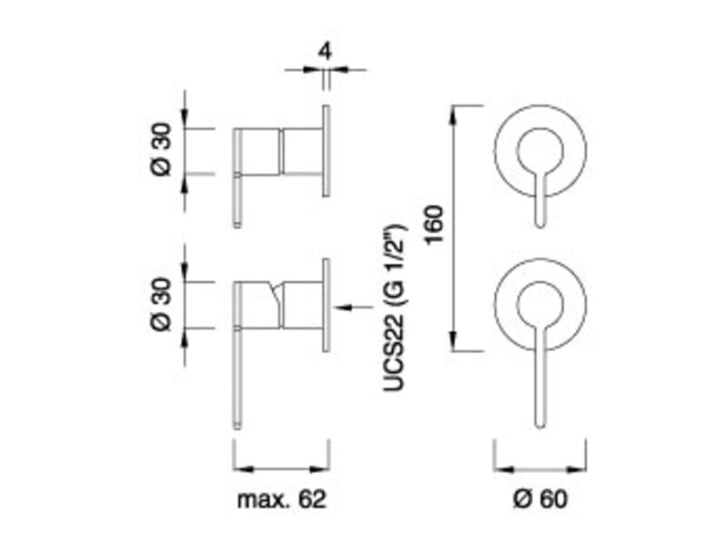 Двухходовой смеситель и дивертор с комбинированным потоком CEADESIGN INNOVO ARCH-00043306 - Вид №2