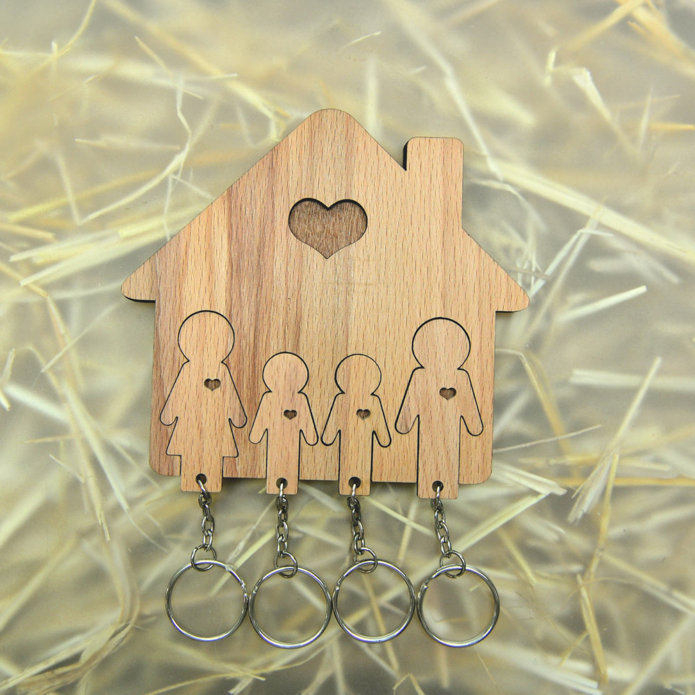 Ключница «Семья с двумя сыновьями» MIMI  253332 Натуральное дерево  - Вид №1