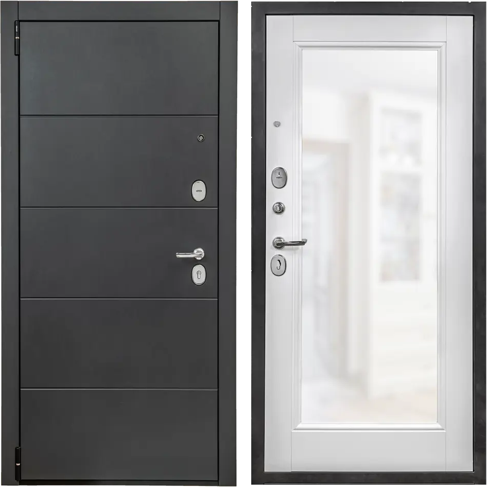 PORTIKA Порта Р-3 - входная металлическая дверь с зеркалом, графит/белый 84531948