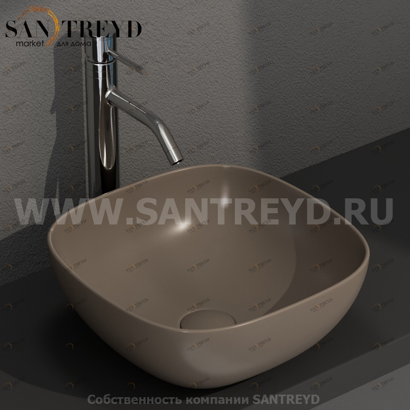 B6Q38CS Накладная раковина на столешницу  квадратная Ceramica Globo T-EDGE