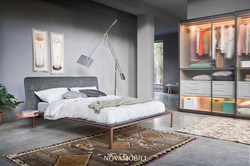 Novamobili Двуспальная кровать из ткани с мягким изголовьем sun-id-1391694 - Вид №1