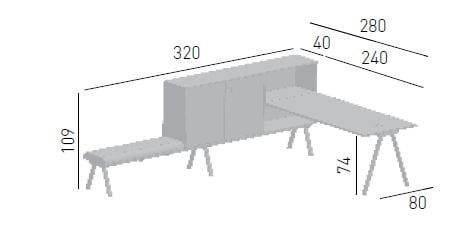 Рабочий стол со встроенной полкой и сиденьем GABER WORKSTATION 2027 SX + SEATER ARCH-00091824 - Вид №5