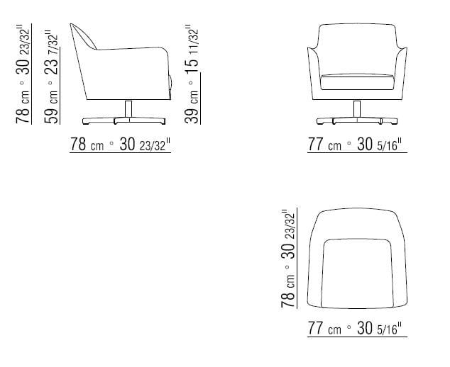 Тканевое вращающееся кресло с подлокотниками Flexform LUCE ARCH-00150910 - Вид №2