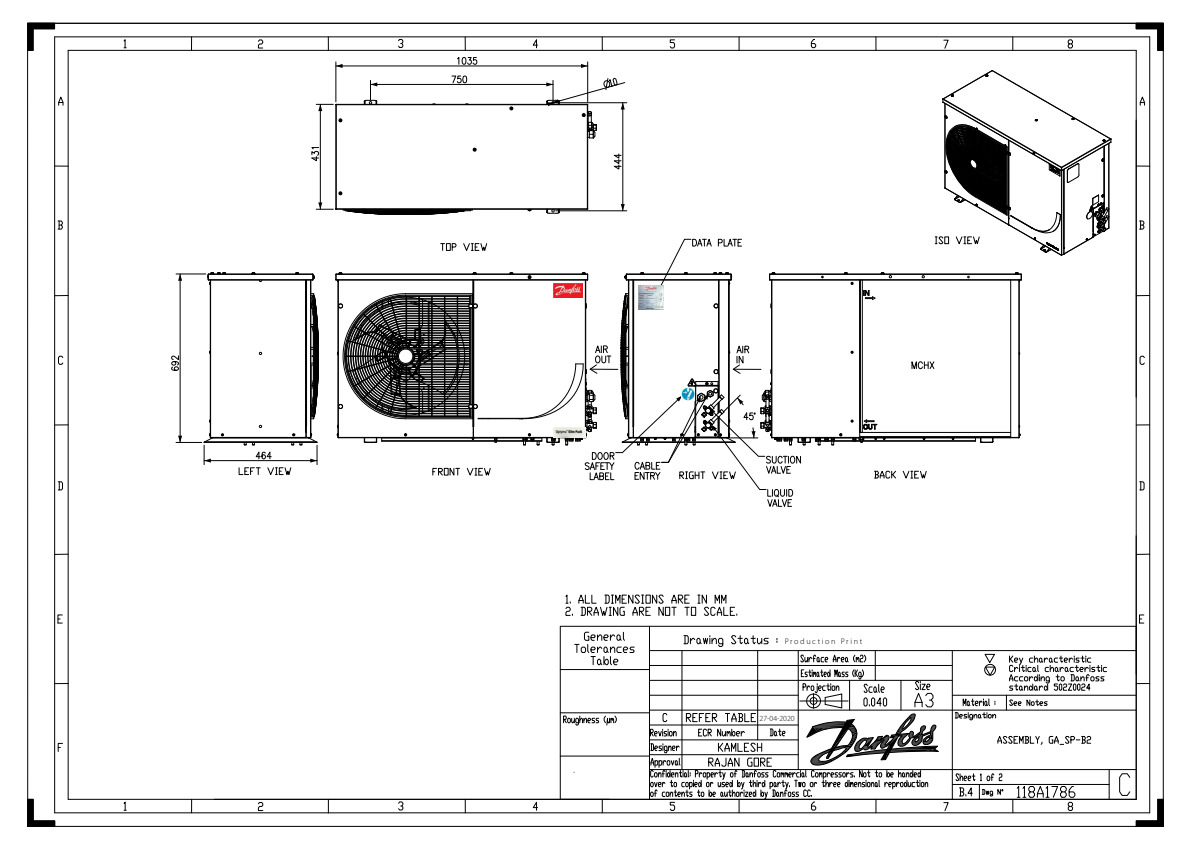 Danfoss OP-MSXM — компрессорно-конденсаторные агрегаты OP-MSXM080MLW05G Агрегат компр.-конд. 114X7069  - Вид №6