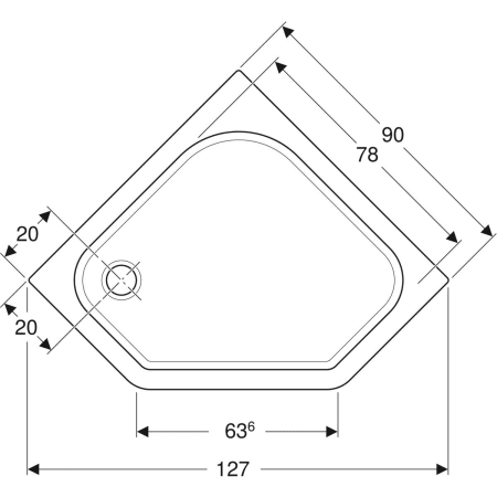 652220000 Пятиугольный душевой поддон Geberit Renova Geberit  - Вид №2