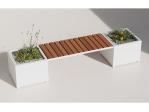 Металлическая скамейка со встроенной плантатором