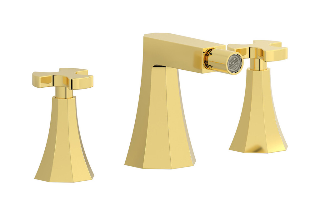 Смеситель для биде на 3 отверстия с донным клапаном WE ARE IB bt393oo Gold Belmondo 