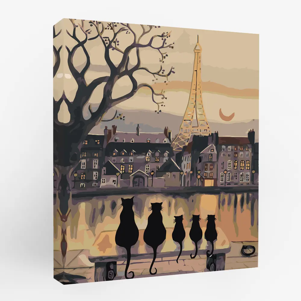 Картина по номерам Коты в Париже 40х50 см FBRUSH STLM-2197889 - Вид №1