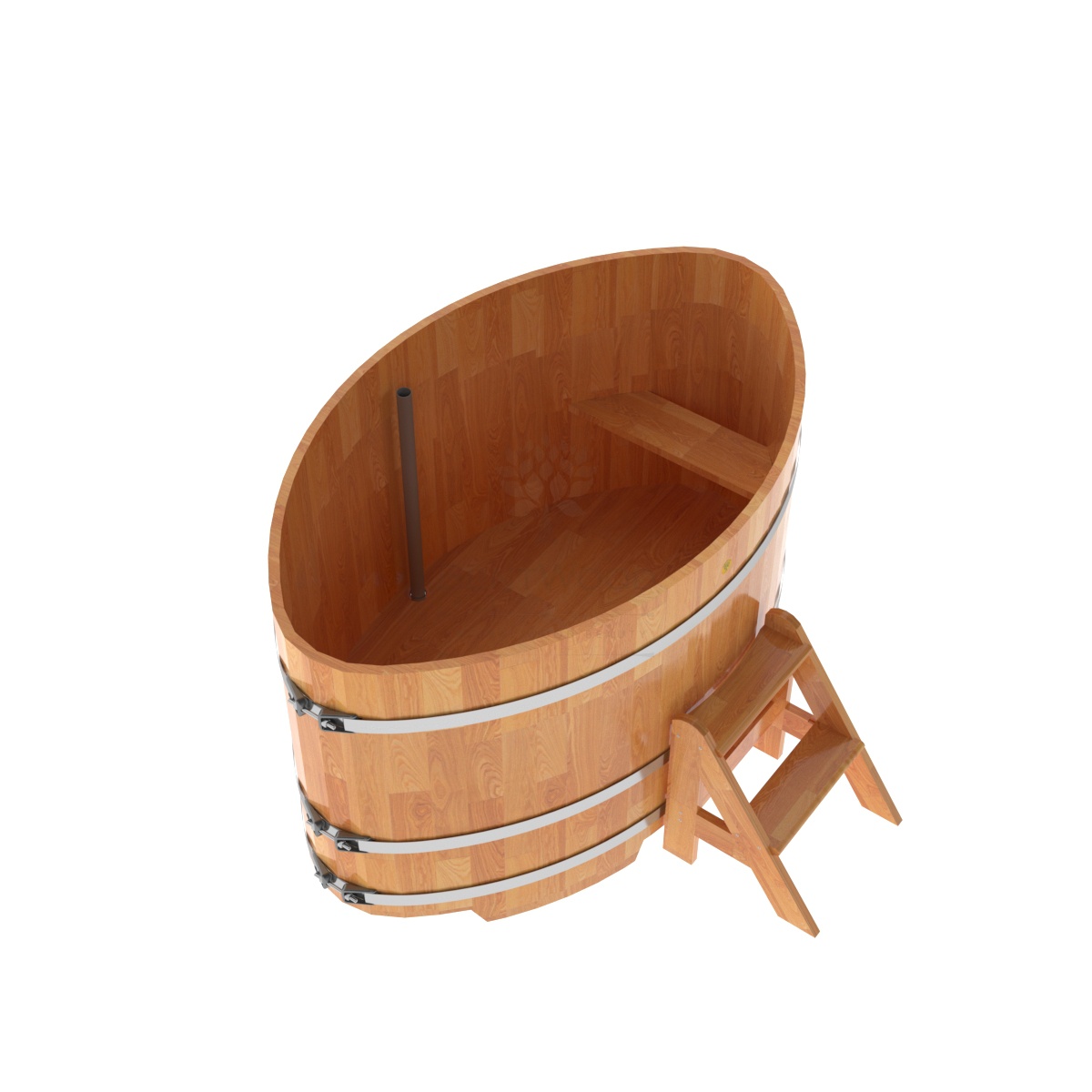 1537 Купель овальная из сращенных ламелей лиственницы 1,08х1,75х1,0 натуральная Alyarus  - Вид №1