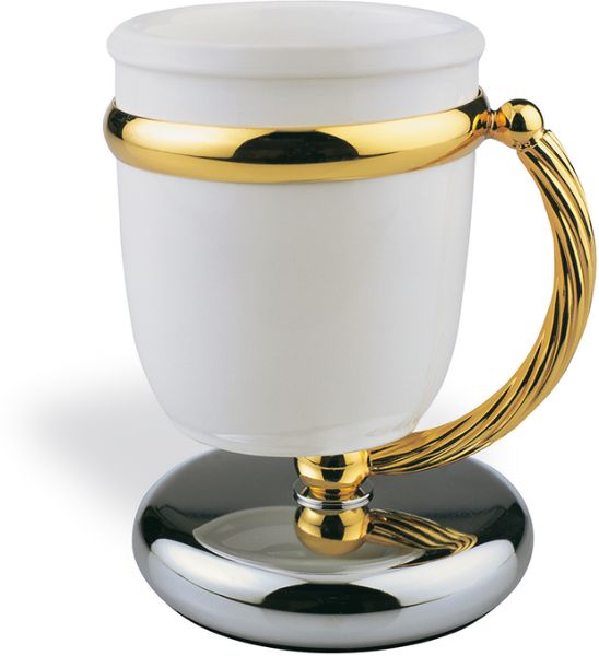 G718(02) Stil Haus Giunone, настольный керамический стакан, цвет хром - золото