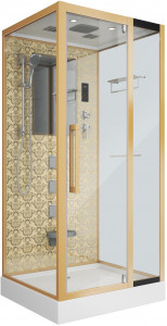 Душевая кабина NG-7714G (1000x900х2150) низкий поддон стенки ЗОЛОТО