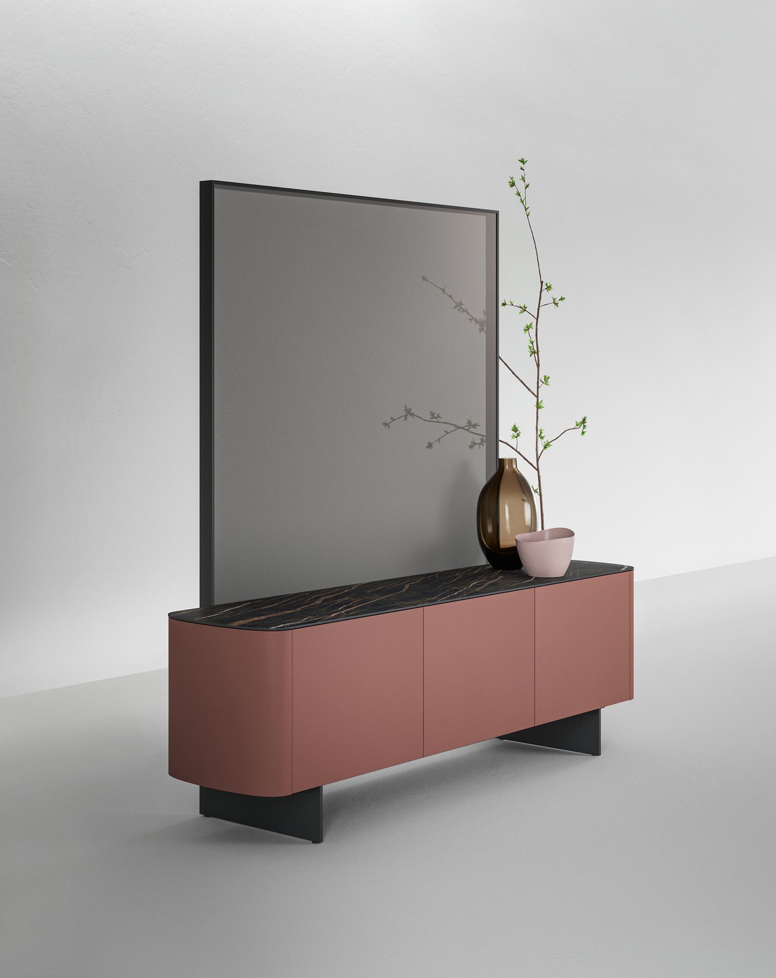 Деревянный секционный шкаф для прихожей с зеркалом Caccaro Side ARCH-00126528 - Вид №1