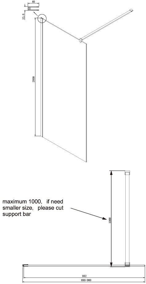 Душевая перегородка Ambassador Waik-in 15031109 (900x2000), 1 место Walk-in - Вид №7