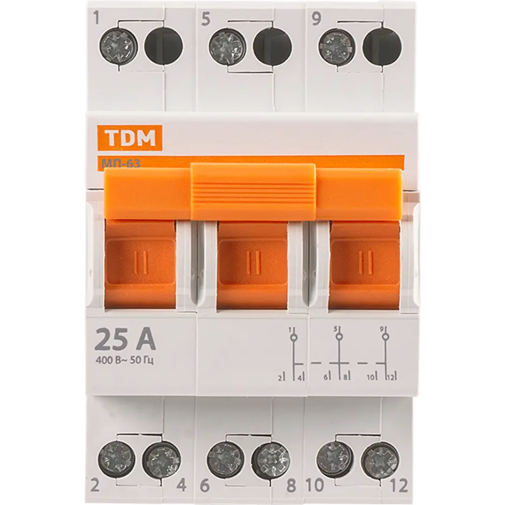 Модульный переключатель TDM Electric МП-63 3P 25 А трёхпозиционный STLM-2046952 - Вид №1