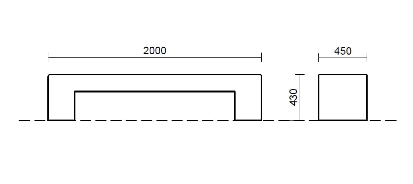 Бетонная скамья без спинки Studio Città HANDLE ARCH-00097937 - Вид №2