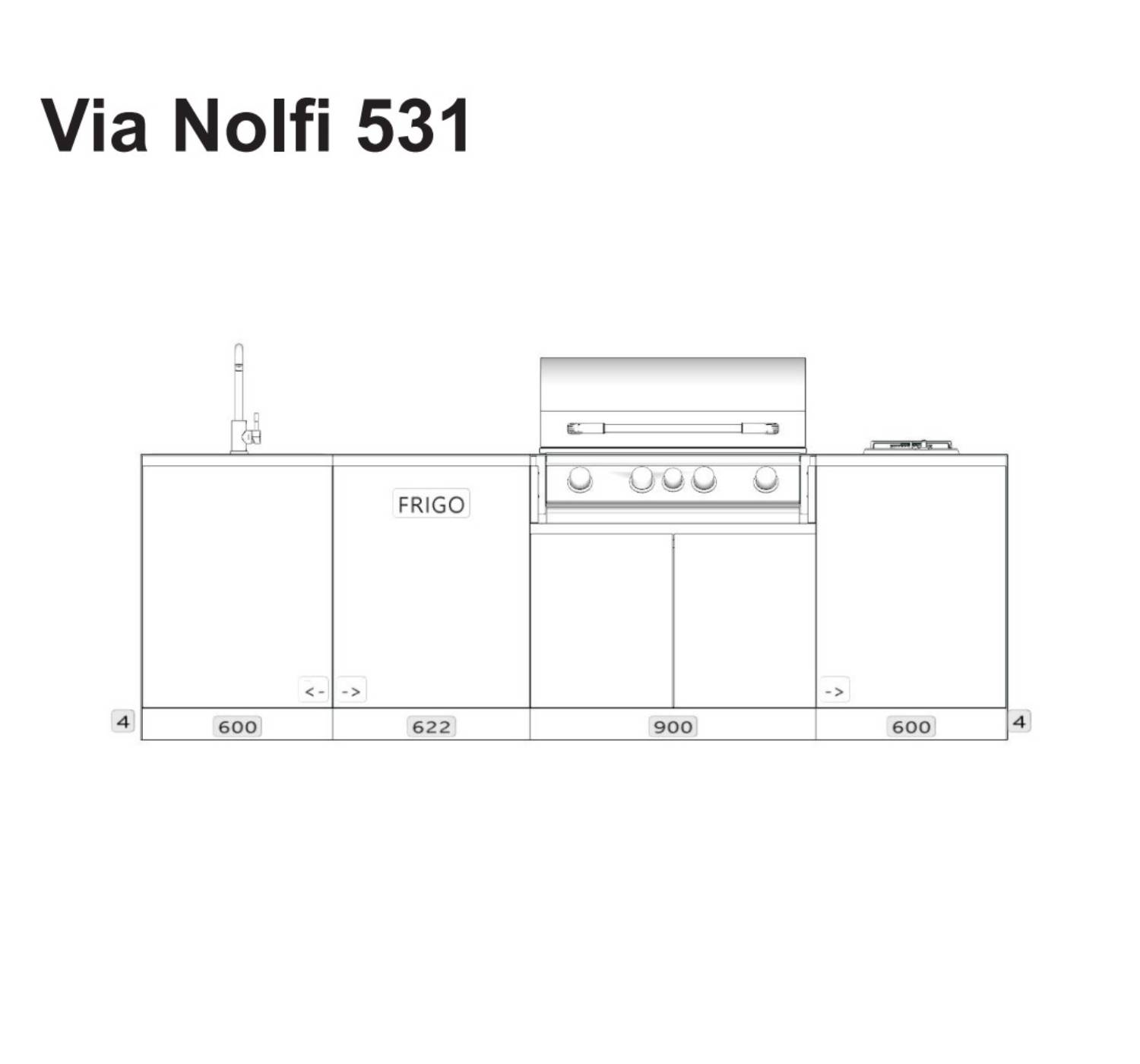 Газовая плита из нержавеющей стали с барбекю OF outdoorkitchens Via Nolfi ARCH-00143184 - Вид №7