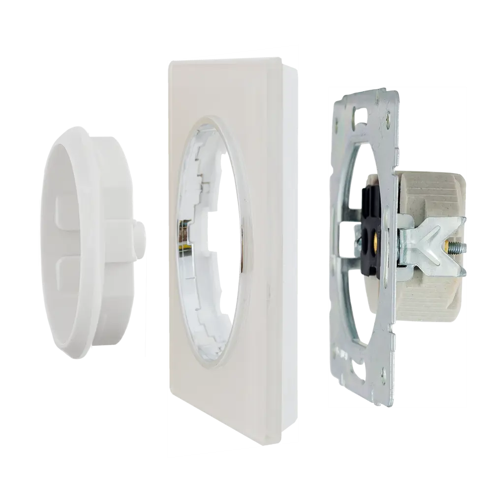 Рамка для розеток и выключателей Onekey Florence 1 пост стекло цвет бежевый ONEKEYELECTRO STLM-2126614 - Вид №3