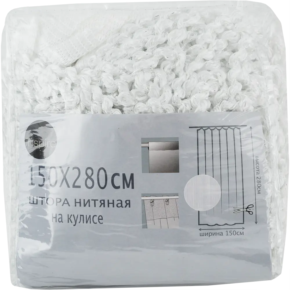 Штора нитяная «Макарони» 150x280 см однотон цвет белый INSPIRE STLM-2128053 - Вид №5